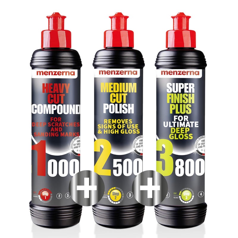 menzerna Polishing Set – HCC1000, MCC2500 & 3800 | 3-Step System for Scratch Removal, Swirl Elimination & Mirror-Like Finish - Image 1